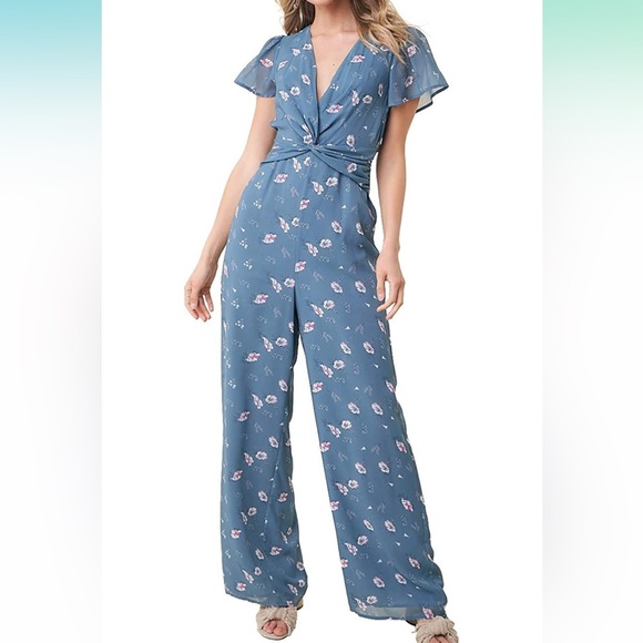 NWT Blue Floral Jumpsuit - Picture 1 of 4